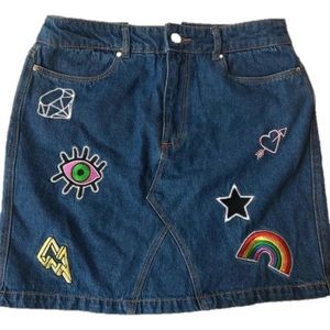 H&M Jean mini skirt rainbow size 6 NEW